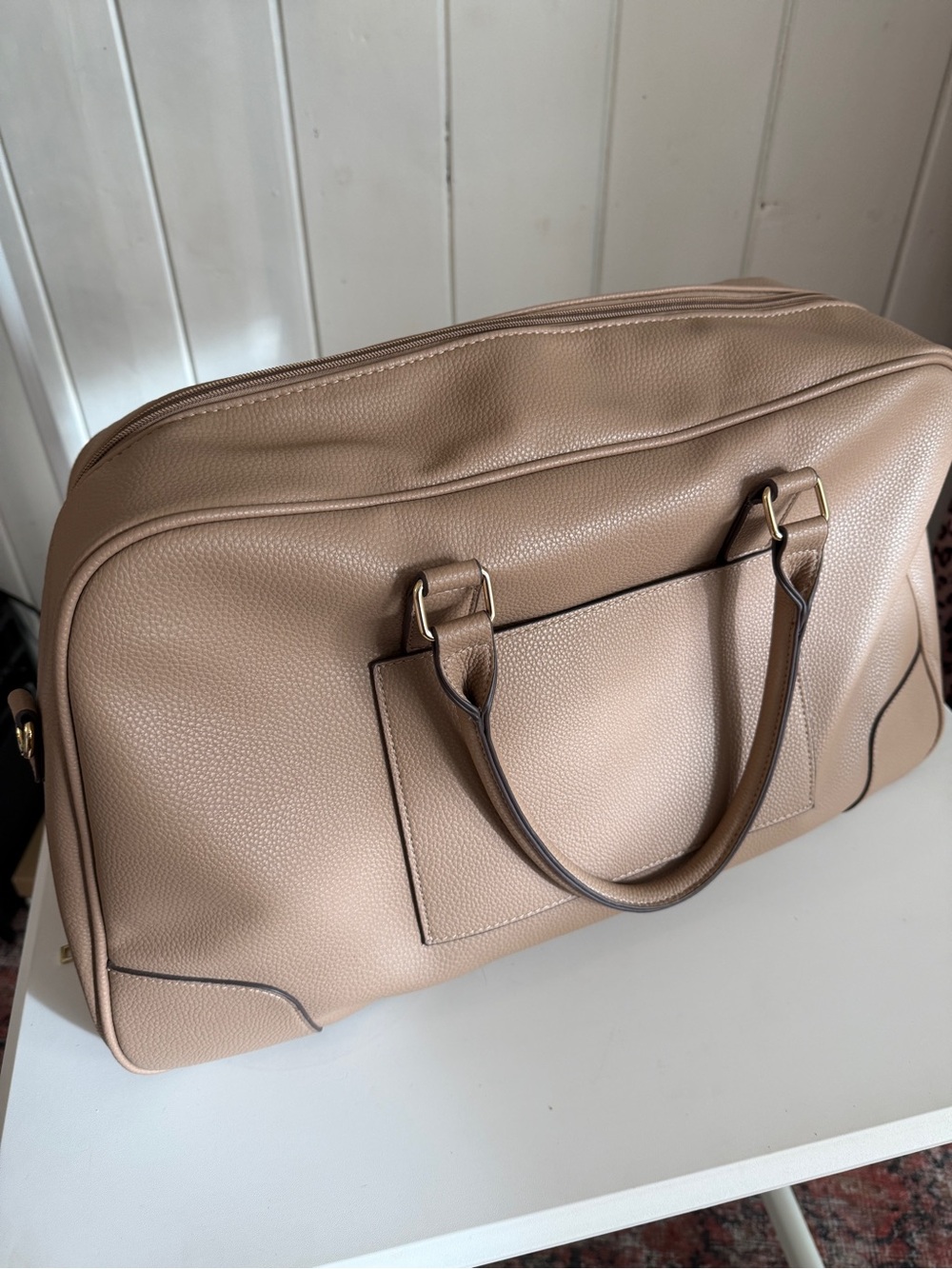 JustFab Beige Pebble-Texture Travel Tote